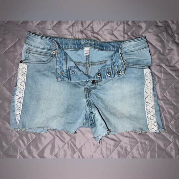 Cat & Jack Denim Shorts Light Wash Shorts with laced detail